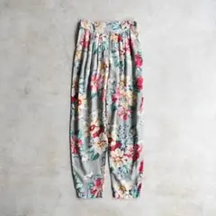 90s リズ・ウェア 花柄 レーヨン スラックス イージーパンツ