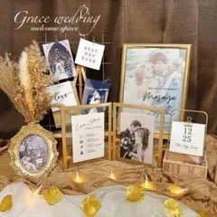 結婚式 ウェルカムスペースまとめ売り ミールヘーデン風 小物 布 装飾 ゴールド