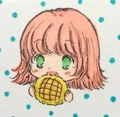 手描きイラスト　メロンパン　２枚セット　オリジナル