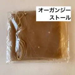 オーガンジー ストール パール風ビーズ付き ベージュ