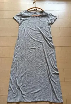 半袖カットソーロングワンピース Lサイズ 杢グレー