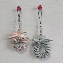 ハンドメイド リボンレイ ストラップ 2個セット