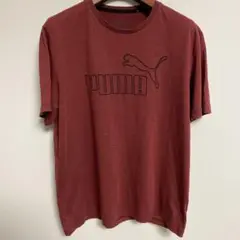 PUMA プーマ ロゴ入り ワインレッド Tシャツ L
