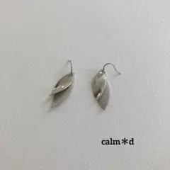 【187】シルバー リーフ 重ね ピアス イヤリング ハンドメイド