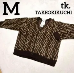 ✨未使用✨tk. ブランドロゴ柄　カーディガン　タケオキクチ　ブラウン　M