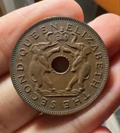 オーダー品　A255 ローデシア共和国　1970年　1/2セント銅貨 1970年】イギリス領 ローデシア（現・ジンバブエ）1セント 硬貨
