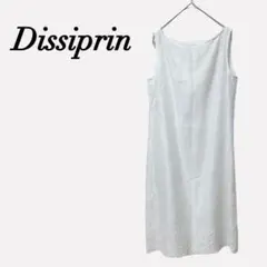 Dissiprin【M】ノースリーブワンピース レース フラワー刺繍 白