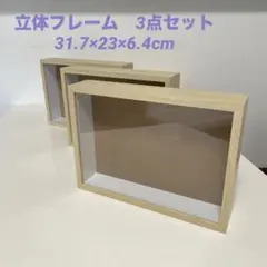 ナチュラルウッド フォトフレーム 3個セット　コレクションボックス　立体額