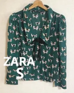 ZARA ザラ　犬柄　ドッグプリントシャツ　ぶラウス