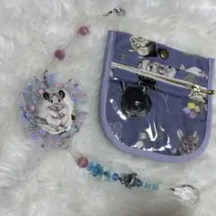 チンチラ ポーチ ケース ビーズ飾り スワロフスキー ハンドメイド