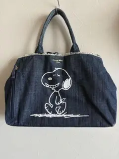 サマンサタバサデラックス　スヌーピー　デニム　トートバッグ　ポーチ付き