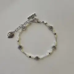 【再販】『パステルイエロー 花モチーフ 』夏アクセサリー ビーズブレスレット