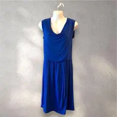 オヴィエッセ　レディース　ひざ丈ワンピース（LL）ノースリーブ　ブルー　春夏