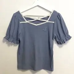 【used】トップス 水色 ガーリー フリル 夏 匿名配送