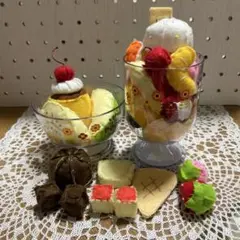 ♪ako♪ハンドメイド　プリン•アイス•フルーツセット　フエルトままごと　セール