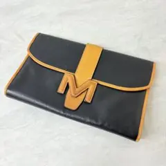 MORABITO モラビト Mロゴ バイカラー クラッチバッグ ブラック