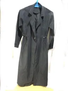 婦人ロングコート　黒　L 特殊生地　自宅保管品