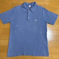 アルマーニ A/X リブ編みポロシャツ L 青