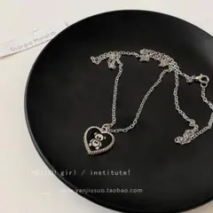 アクセサリー ハートネックレス クマ ベア チェーン ペンダント シルバー