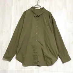 ショコラフィネローブ　コットンブレンド ブラウス　長袖シャツ　カーキ　F