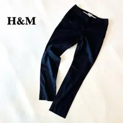 H&M スリムフィットパンツ S ブラック コットン混紡 カジュアル