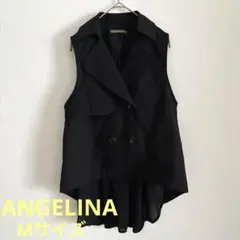 アンジェリーナ　ジャケット風ベスト　ブラックチェック　Mサイズ