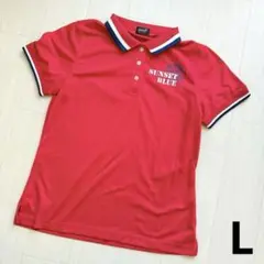 【美品】オプスト　レディース　半袖ポロシャツ　赤 ゴルフウエア Lサイズ