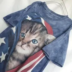 THEMOUNTAIN ザマウンテン アニマル ねこ 国旗 Tシャツ