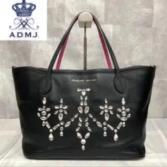 【美品】A.D.M.J クリスタルガラス スワロフスキー ブラック ハンドバッグ