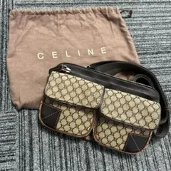 CELINE セリーヌ マカダム キャンバス レザー ボディバッグ