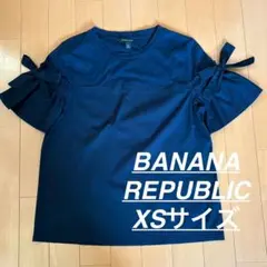 BANANA REPUBLIC リボン付き ネイビー 半袖シャツ XSサイズ