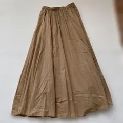 N. ベージュ コットン フレアロングスカート