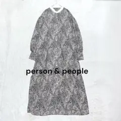 パーソンアンドピープル♡ペイズリー柄バンドカラーシャツワンピース 総柄 ロング丈
