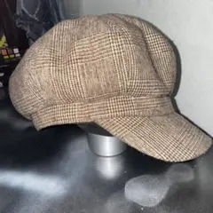 ブラウン チェック柄 キャスケット