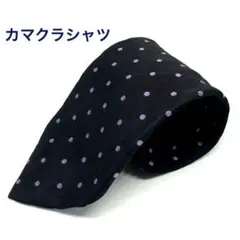 カマクラシャツ　ネクタイ　黒×紫　ドット柄フランス製ハンドメイド　シルク100%