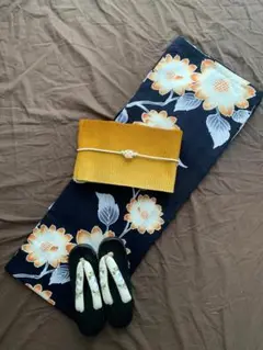 ◆大人ゆかた◆品ある向日葵（ひまわり）黒紺浴衣◆どなたでもお似合いになる古典