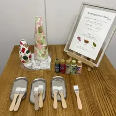 ウェディングキャンバス6点セット アクリル絵の具＆筆＆筆おき＆説明付きフレーム等