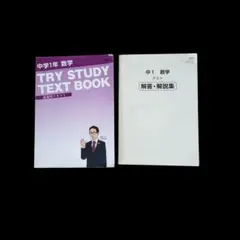 中1　数学　 家庭教師TRY 　演習用テキスト&解答・解説集　発行日記載なし