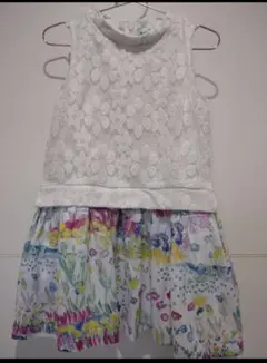 【中古】ハッカキッズ　ノースリーブワンピース　花柄　夏休み　110　猛暑