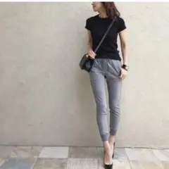 SYSORUS × akko3839　ストレッチツイルジョガーパンツ グレー