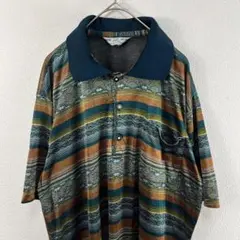 USA古着 90s wang wuniao 総柄 ポロシャツ ヴィンテージ