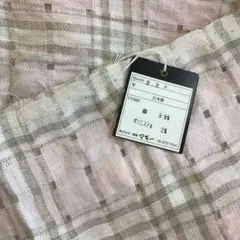 麻98% ピンク系 チェック柄生地 日本製 2.2m