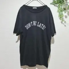 【ジーユー】 メンズ　プリント半袖Tシャツ 黒 Mサイズ 学校モチーフ