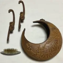 高岡銅器　吊り下げ 吊り花器　三日月　花器  箱入り　銅 金属 吊り 華道 池坊 高岡銅器 吊り下げ 吊り花器 三日月 花器 箱入り 銅 金属 吊り