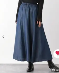 グローバルワーク エアリーリラックス デニムスカート ネイビー
