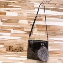 ボンボン【トレジャー トプカピ】エナメル2wayファー付きショルダーバッグ 黒