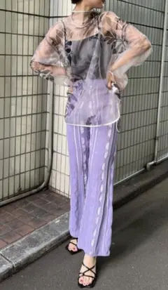 Ameri MEDI SHEER GEOMETRIC KNIT PANTS