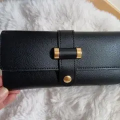 【新品】ブラックレザー風クラッチバッグ財布