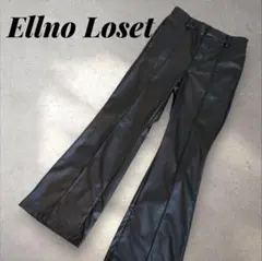 EllnoLoset 合皮 フレアパンツ Y2K 裾ファスナー ブラック