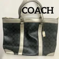 美品✨COACH 黒 シルバー トートバッグ